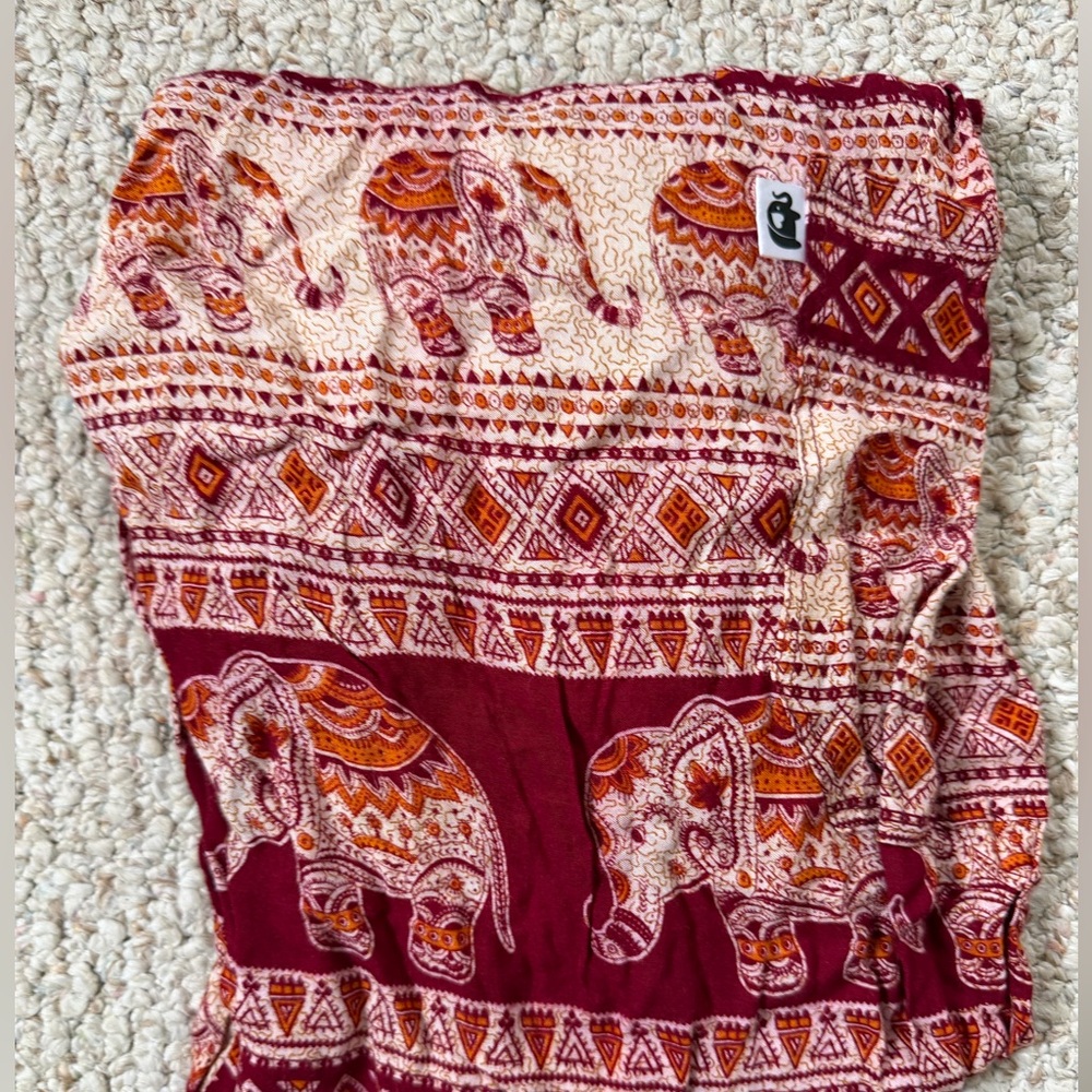 ❤️Cream Red Harem Elephant Pants Boho Feminine